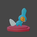 Blue Cartoon Character With Long Ears And Yellow Spines On Red Platform Base