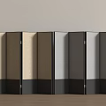 Foldable Modern Room Divider With Beige Gray Black Fabric Panels 3d model