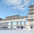 New Chinese-style Sluice Covered Bridge Sluice 3d model