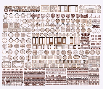 Carved Shaped Pattern Antique Waist Line Pane Corner Flower Lace Lattice Ancient Building Decorative Flower Carved Hollow Pane 3d model