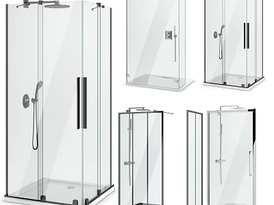Modern Shower Sauna Glass Enclosure Designs With Handles And Shower Head Options 3d model
