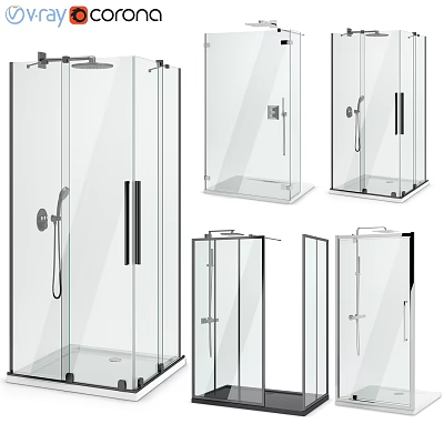 Modern Shower Sauna Glass Enclosure Designs With Handles And Shower Head Options 3d model