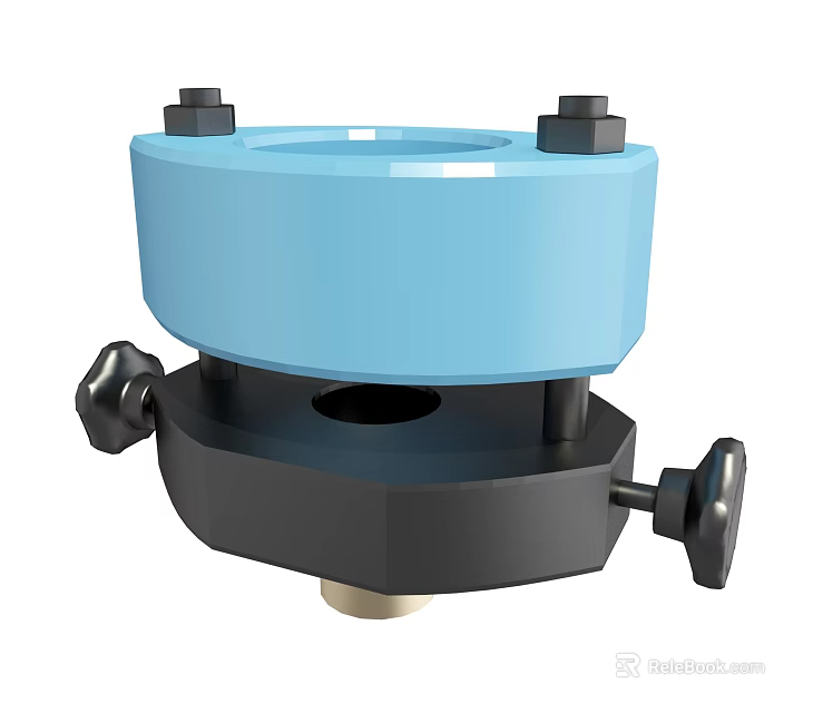 Blue Hardware Tool With Adjustable Knobs And Sturdy Clamping Base 3d model 