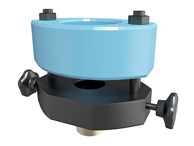 Blue Hardware Tool With Adjustable Knobs And Sturdy Clamping Base 3d model