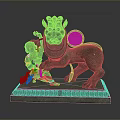 Traditional Bronze Sculpture Featuring Lion And Human Figures On Ornate Decorative Base
