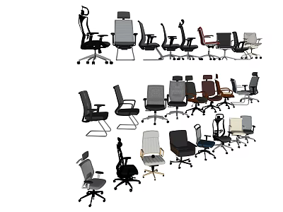 Ergonomic Modern Office Chairs With Various Styles And Comfortable Designs 3d model