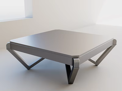 Modern Metal Coffee Table With Square Top And Geometric Legs 3d model