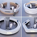 Modern Medical Reception Desk Design With White Curved Counter Staff Computers And Chairs