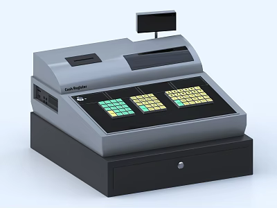 Smart Cash Register With Touch Display Keypad And Secure Drawer For Retail Transactions 3d model