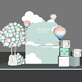 Cute Photo Check In Spot With Clouds Balloon Tree And Hot Air Balloons