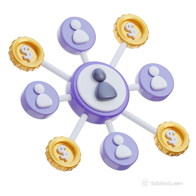 Essential Daily Life Products Network With User Icons And Dollar Symbols 3d model 