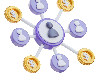 Essential Daily Life Products Network With User Icons And Dollar Symbols 3d model