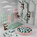 Children's play equipment Rock climbing ladder Small ball pool 3d model