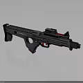 Modern Black Tactical Rifle With Scope Magazine And Red Accent Grip