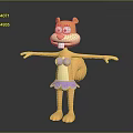 Cute Cartoon Squirrel Character With Orange Fur Purple Bikini Top And Frilled Skirt