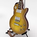 Colorful Musical Instruments Two Acoustic Guitars Yellow And Red Placed On Stands With Classic Design