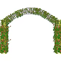 Decorative Garden Arch With Green Vines And Red Flowers For Outdoor Decoration