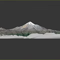Volcanic Landscape 3D Terrain Model With Mountainous Texture And Green Vegetation Showing Snowy Peak