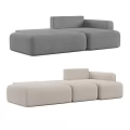 Modern Modular Sofa Set In Gray And Beige Colors With Comfortable Cushions 3d model
