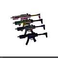 Colorful Decorated Weapons Featuring Vibrant Patterns And Various Styles