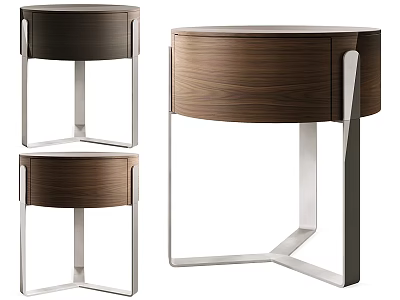 Modern Wooden Bedside Tables with Metal Legs and Sleek Drawer Design 3d model
