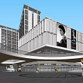 Modern High Rise Hotel Building Complex With Green Roof Plaza Water Feature And Pedestrian Walkways