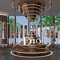 Dior Luxury Retail Display Hall With Circular Platform Metal Structure Lighting And Greenery 3d model