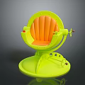 Modern Single Chair With Circular Neon Yellow Frame And Orange Padded Rotatable Seat