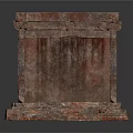 Ancient Stone Architectural Structure Featuring Carved Details Arched Doorway and Textured Pedestal Base