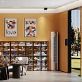 Modern Shoe Store Interior With Display Racks Shoes Sofa Artwork And Windows