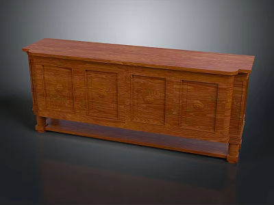 Rustic Solid Wood Storage Cabinet With Carved Panel Doors For Living Room Furniture 3d model