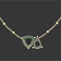 Elegant Fashion Necklace With Gold Beaded Chain And Green White Gemstone Pendant