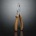 Professional Hardware Pliers with Metal Jaws and Brown Handles on Dark Background 3d model