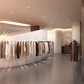 Modern Minimalist Clothing Store Interior With Display Racks Chairs Round Rug And Soft Lighting