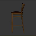 Wooden Bar Stool With Red Padded Seat And Vertical Slat Back Design