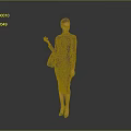 A Woman Wearing Dark Brown Dress Holding Handbag Standing In Gray Background With High Heels