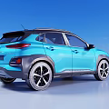 Hyundai Blue Compact SUV With Modern Exterior Design And Stylish Wheels
