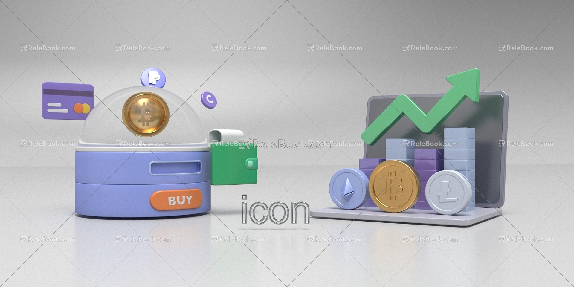 Icon financial icon cartoon money currency element small icon pattern product technology ornaments 3d model