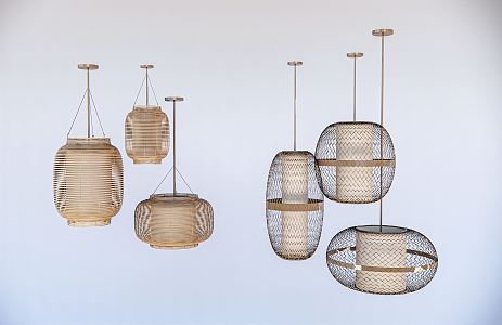 New Chinese Chandelier Woven Chandelier Rattan Chandelier Bamboo Chandelier 3d model