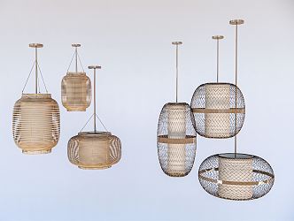 New Chinese Chandelier Woven Chandelier Rattan Chandelier Bamboo Chandelier 3d model