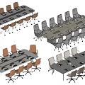 Modern Conference Table Collection With Rolling Office Chairs And Multiple Color Options 3d model