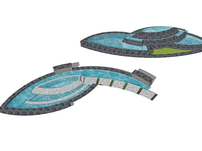 Modern Pool Special-shaped Drop Pool Features Commercial Axis Entrance Waterscape 3d model