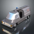 Silver Ambulance Model Featuring Blue Emergency Light And Red Cross Symbol 3d model