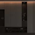 Elegant Modern Shoe Cabinet With Multiple Storage Shelves Hanging Hooks And Flower Vase