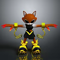 3D Fox Character Design With Black Eye Mask Red Claws Yellow Wristbands And Roller Skates