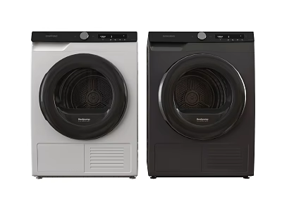 Modern Front Loading Washing Machines in White and Black Home Appliance Design 3d model