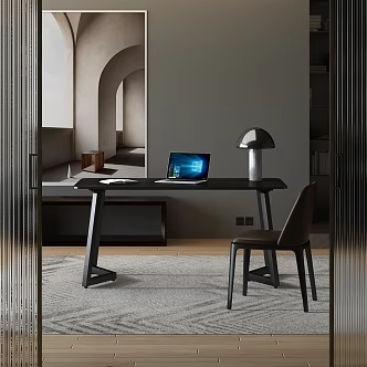 Modern Desk Chair Rock Board Desk 3d model