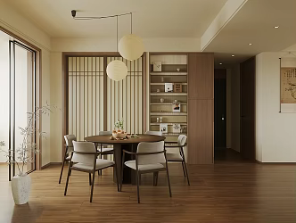 New Chinese Zen Home Restaurant Ancient Style Home Restaurant Open Restaurant Song Style Aesthetic Restaurant Solid Wood Dining Table and Chair Ancient Style Ornaments Combination 3d model