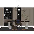 Study Bookcase Manager's Room Bookcase Bookshelf Desk Writing Desk Boss Desk Display Bookcase Book Ornaments 3d model