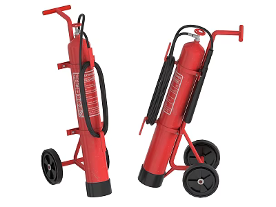 Red Wheeled Fire Extinguishers Mobile Fire Safety Equipment for Emergency Use 3d model